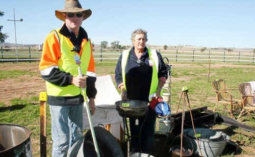 Volunteer Glen Tickle and Allora Show Society president Shirley Cornhill with a circa 1900 Swiftshore washing machine. Volunteer Glen Tickle and Allora Show Society president Shirley Cornhill with a circa 1900 Swiftshore washing machine.